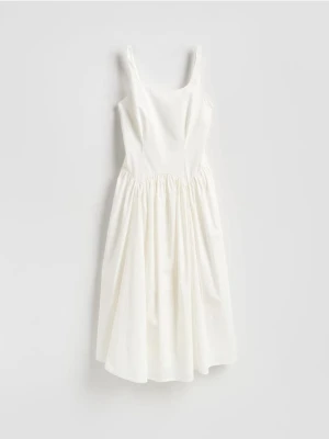 Reserved - Sukienka z ozdobnym wiązaniem - złamana biel