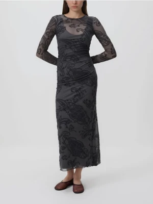 Reserved - Sukienka z ozdobnym wzorem - ciemnoszary