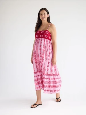 Reserved - Sukienka z ozdobnymi ramiączkami - wielobarwny