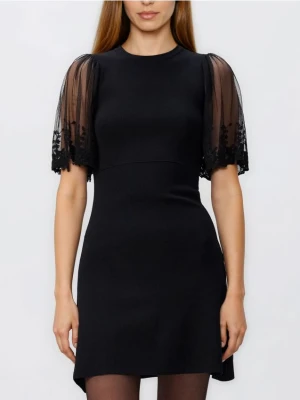 Reserved - Sukienka z ozdobnymi rękawami - czarny