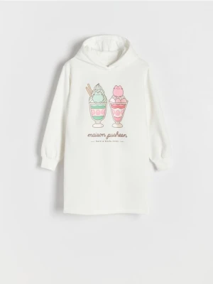 Zdjęcie produktu Reserved - Sukienka z pachnącym nadrukiem Pusheen - złamana biel