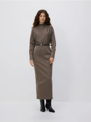 Reserved - Sukienka z paskiem - beżowy