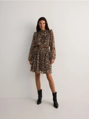 Reserved - Sukienka z paskiem - brązowy