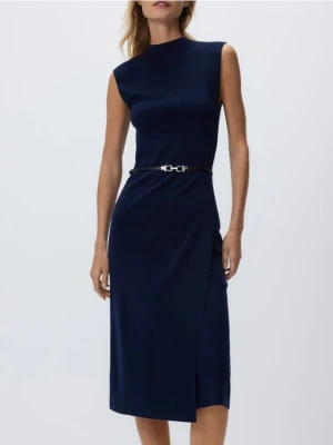 Reserved - Sukienka z paskiem - granatowy