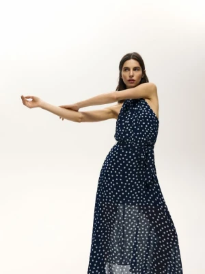 Reserved - Sukienka z paskiem - granatowy