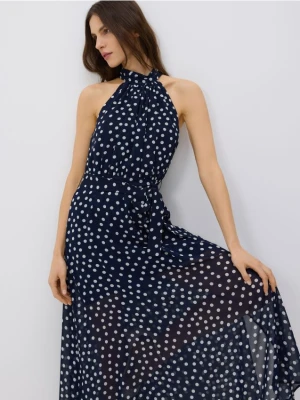 Reserved - Sukienka z paskiem - granatowy