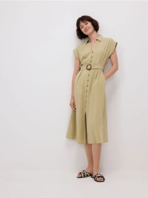 Reserved - Sukienka z paskiem - jasnozielony