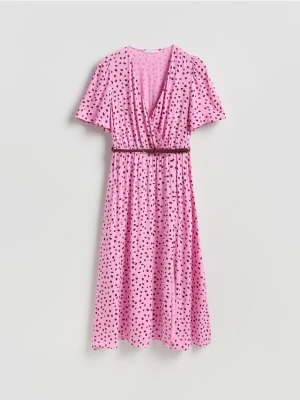 Reserved - Sukienka z paskiem - różowy