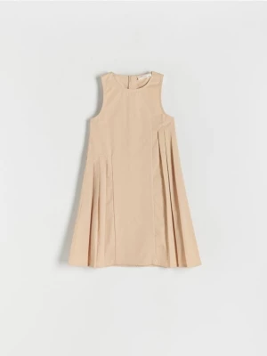 Reserved - Sukienka z plisowaniami - beżowy