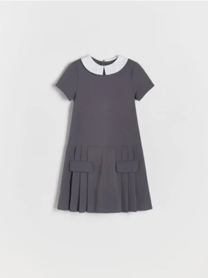Reserved - Sukienka z plisowanym dołem - ciemnoszary