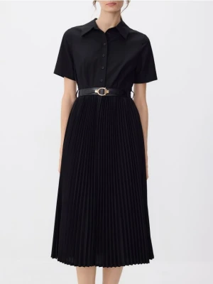 Reserved - Sukienka z plisowanym dołem - czarny