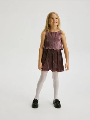 Reserved - Sukienka z połyskującej dzianiny - bordowy