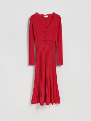 Reserved - Sukienka z różami - czerwony