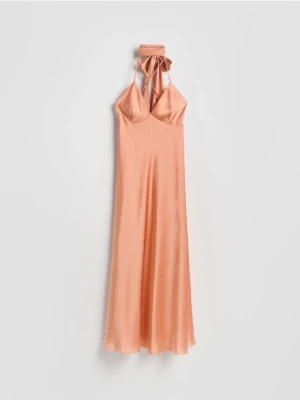 Reserved - Sukienka z szalem - koralowy