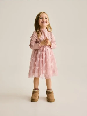 Reserved - Sukienka z tiulem - brudny róż