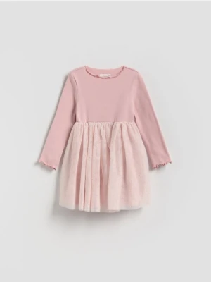 Reserved - Sukienka z tiulem - pastelowy róż