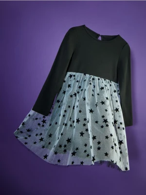 Reserved - Sukienka z tiulowym dołem - czarny