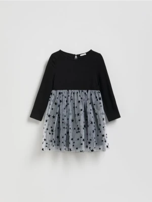 Reserved - Sukienka z tiulowym dołem - czarny