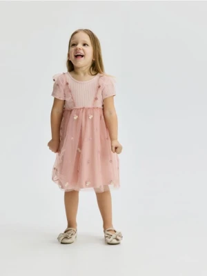 Reserved - Sukienka z tiulowym dołem - pastelowy róż