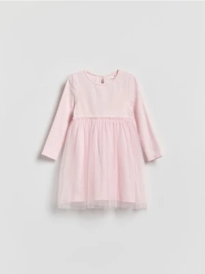 Reserved - Sukienka z tiulowym dołem - pastelowy róż
