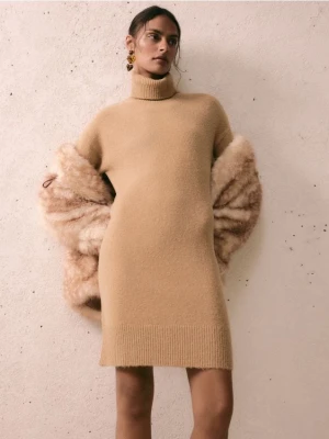 Reserved - Sukienka z wełną - brązowy