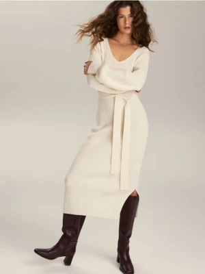 Reserved - Sukienka z wełną - złamana biel