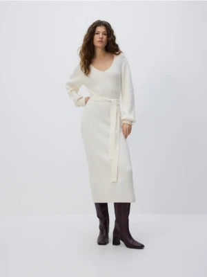Reserved - Sukienka z wełną - złamana biel
