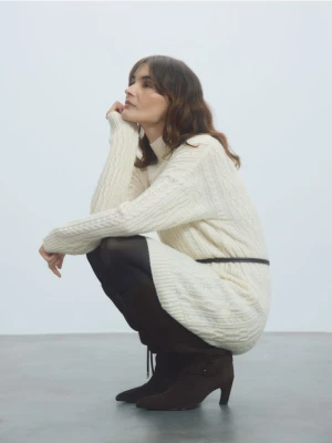 Reserved - Sukienka z wełną - złamana biel