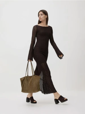 Reserved - Sukienka z wiązaniem na plecach - ciemnobrązowy