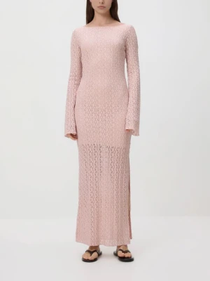 Reserved - Sukienka z wiązaniem na plecach - pastelowy róż