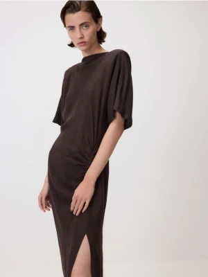 Reserved - Sukienka z wiskozą - brązowy
