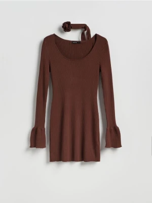 Reserved - Sukienka z wiskozą - brązowy