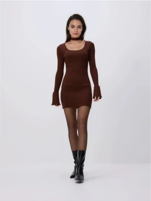 Reserved - Sukienka z wiskozą - brązowy