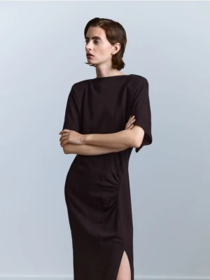 Reserved - Sukienka z wiskozą - brązowy