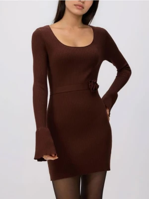Reserved - Sukienka z wiskozą - brązowy