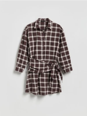 Reserved - Sukienka z wiskozą - ciemnobrązowy