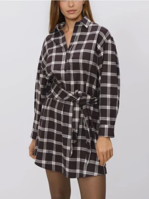 Reserved - Sukienka z wiskozą - ciemnobrązowy