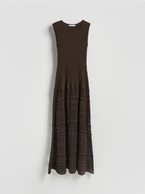 Reserved - Sukienka z wiskozą - ciemnobrązowy
