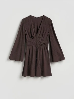 Reserved - Sukienka z wiskozą - ciemnobrązowy