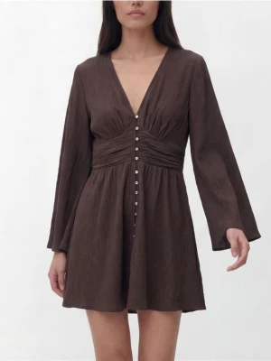 Reserved - Sukienka z wiskozą - ciemnobrązowy