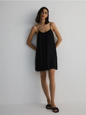 Reserved - Sukienka z wiskozą i lnem - czarny