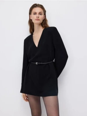 Reserved - Sukienka z wiskozą i lnem - czarny