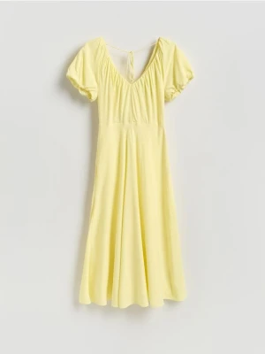 Reserved - Sukienka z wiskozą - jasnożółty