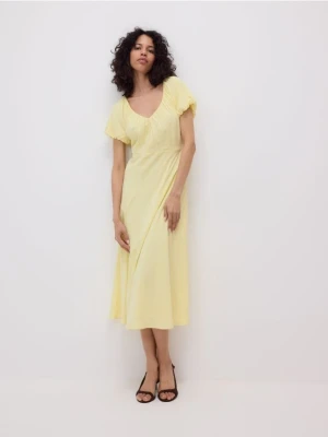 Reserved - Sukienka z wiskozą - jasnożółty