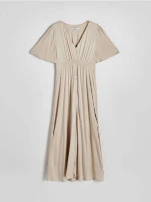 Reserved - Sukienka z wiskozy - beżowy