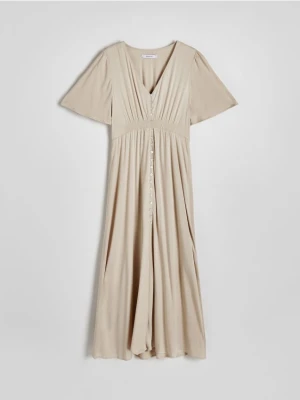 Reserved - Sukienka z wiskozy - beżowy