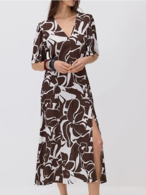 Reserved - Sukienka z wiskozy - brązowy