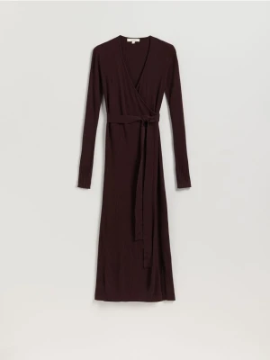 Reserved - Sukienka z wiskozy - ciemnobrązowy