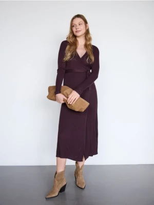 Reserved - Sukienka z wiskozy - ciemnobrązowy