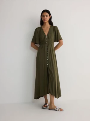 Reserved - Sukienka z wiskozy - oliwkowy